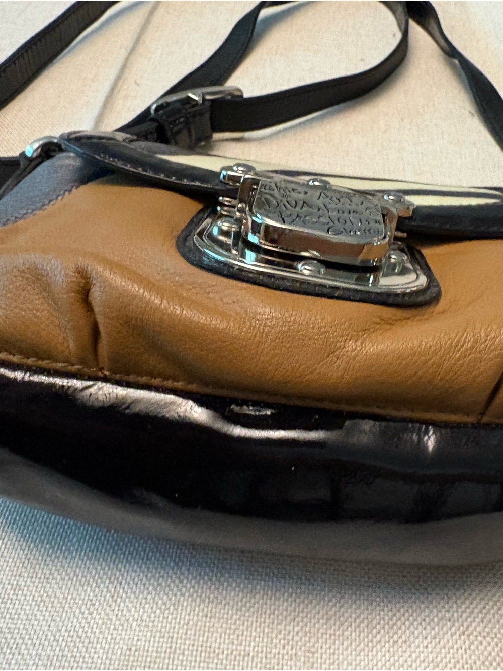 Brighton Zebra-Accent Leather Crossbody in Black, Tan & Cream - Picture 5 of 13